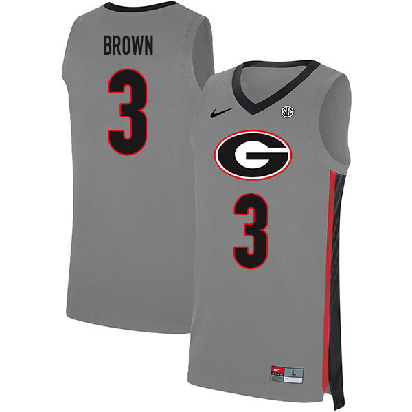2020 Men #3 Christian Brown Georgia Bulldogs College Basketball Jerseys Sale-Gray